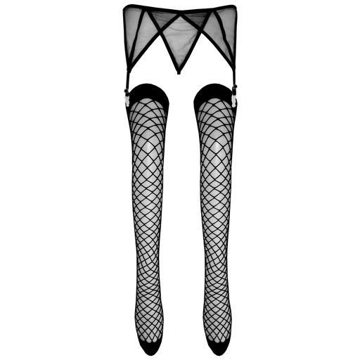 ست جوراب بالای زانوی توردرشت مشکی با شورت بندجوراب دار توری بدن نماغرفه نازکپا